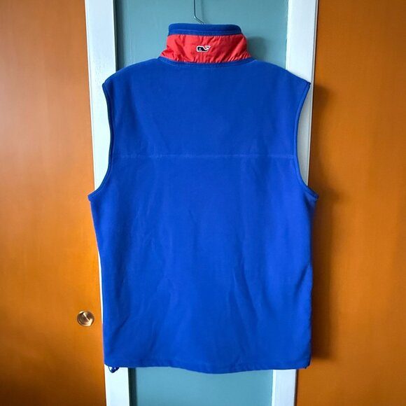 Vineyard Vines Men's Small Harbor Fleece Vest Aviator Blue / Red - Picture 10 of 13
